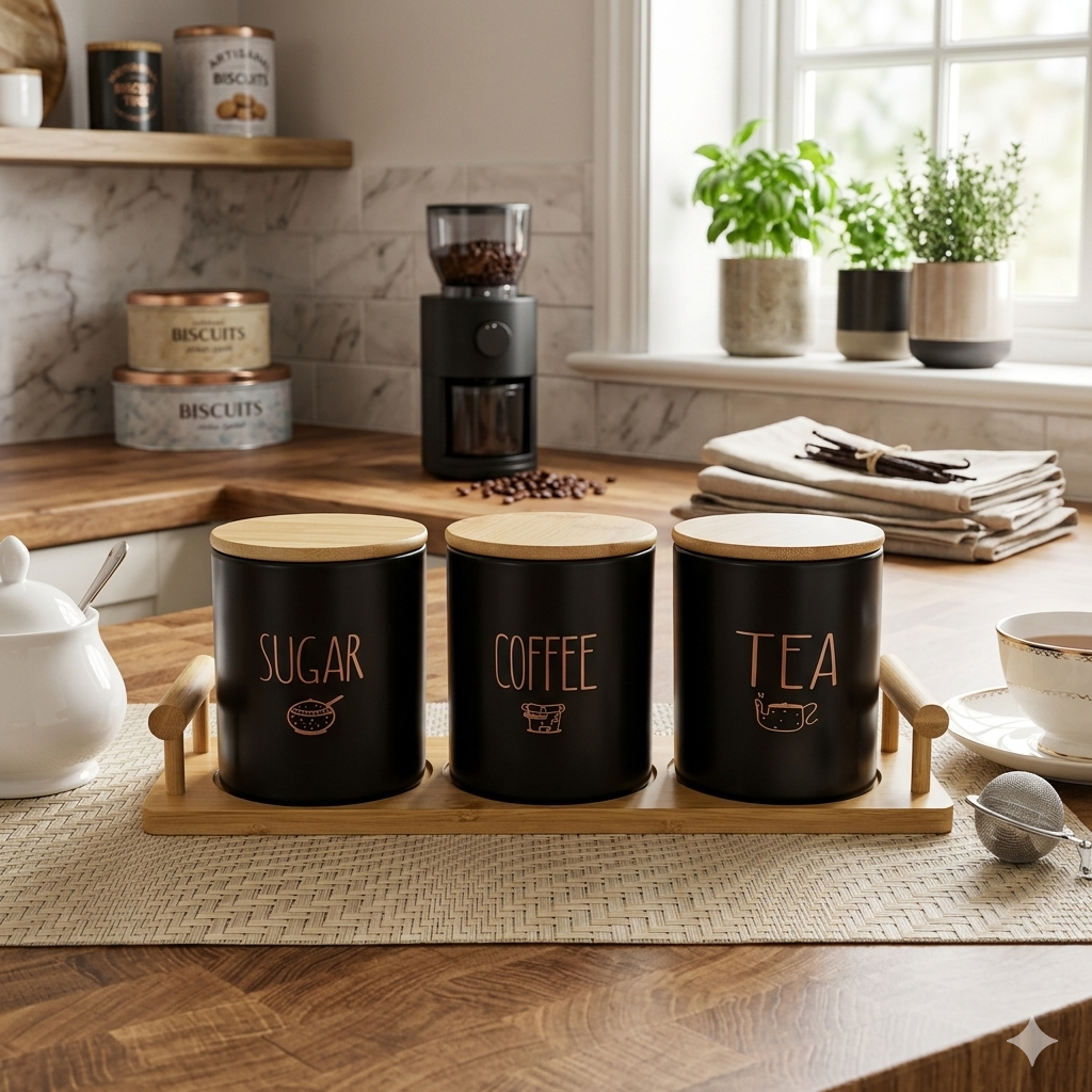 Coffee,Tea,Sugar Canister Set